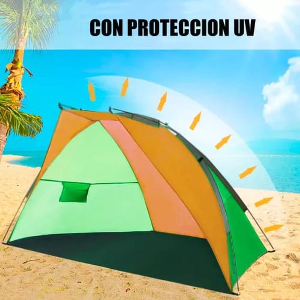 GENERICO - Media Carpa Para Playa Corta Viento Verano Protección Solar