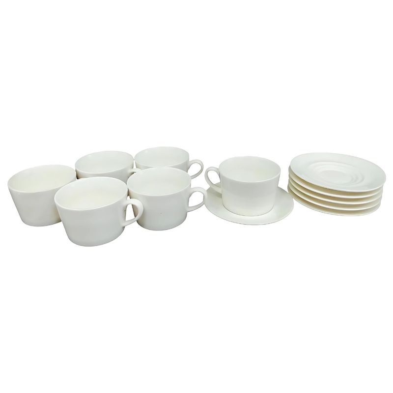 GENERICO - Set 6 Tazas de Cerámica Blanca con Platos