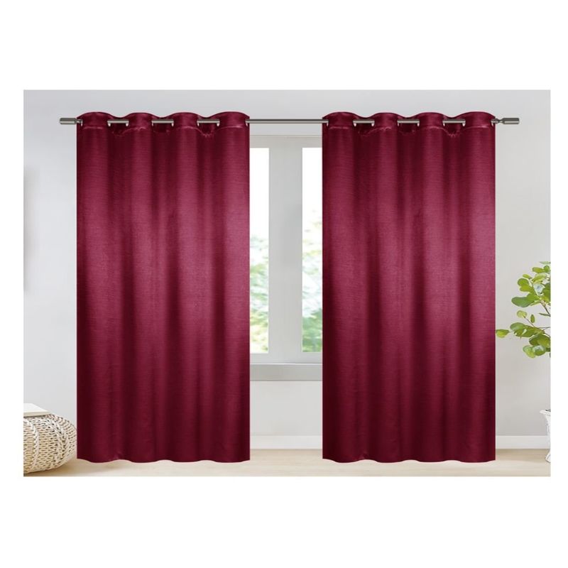 GENERICO - Cortina Opaca Jacquard Set 2 Paños 140 x 230 cm - Rojo 785
