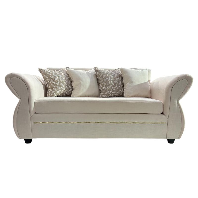 FLOBAL - Sillon Sofa Grecia de 3 Cuerpos Tela Repelente a Liquidos Flobal Crudo