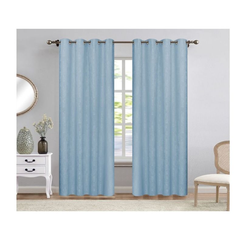 GENERICO - Cortina Opaca Jacquard Set 2 Paños 140 x 230 cm - Azul 741