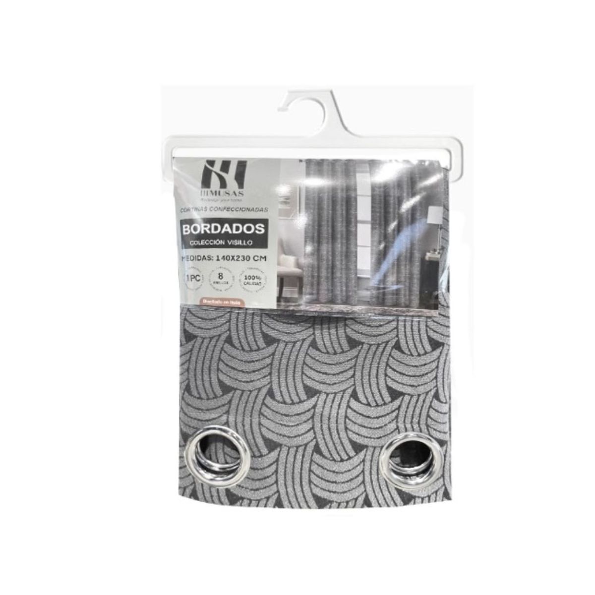 GENERICO - Cortina Opaca Tradicional 2 Paños 140 x 230 cm - Gris Hilado 548