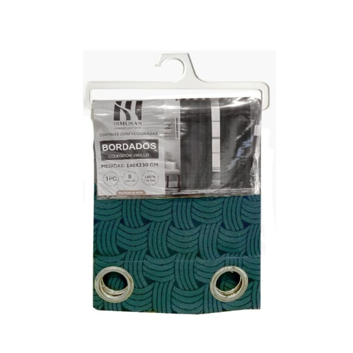 GENERICO - Cortina Opaca Tradicional 2 Paños 140 x 230 cm - Verde Hilado 547