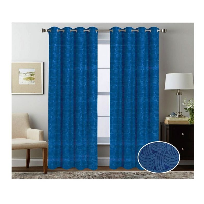 GENERICO - Cortina Opaca Tradicional 2 Paños 140 x 230 cm - Azul Hilado 546