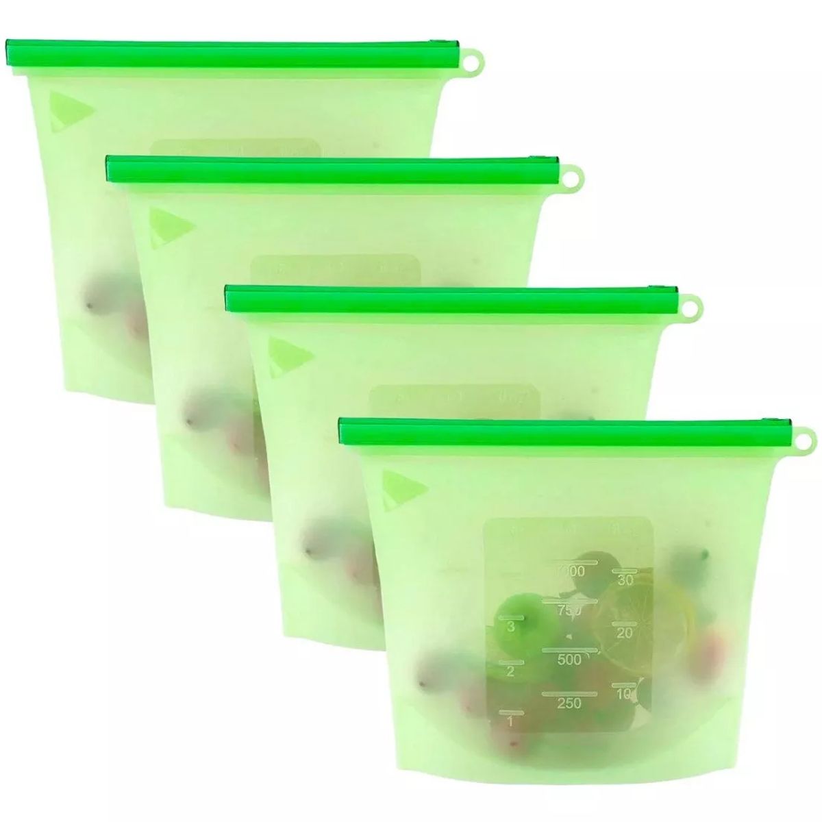 GENERICO - Bolsa De Silicona Para Alimentos 1000cc Reutilizable Pack X4