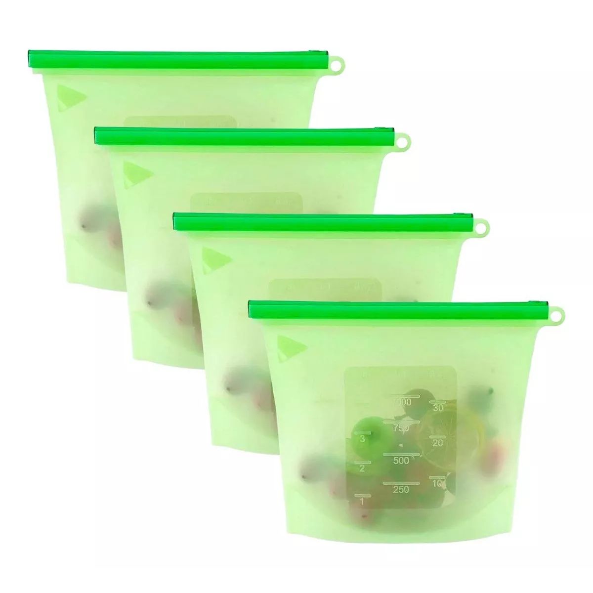 GENERICO - Bolsa De Silicona Para Alimentos 1000cc Reutilizable Pack X4