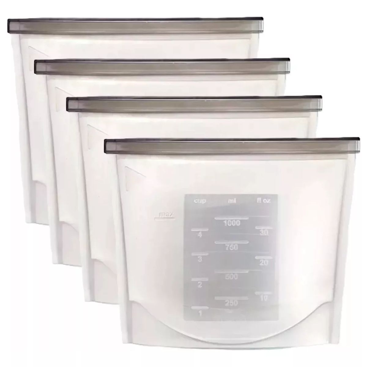 GENERICO - Bolsa De Silicona Para Alimentos 1000cc Reutilizable Pack X4