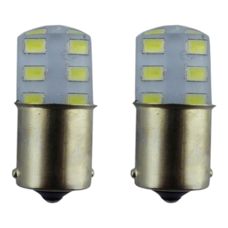 DEZZER - x2 Ampolleta De 12 LED Luz Blanca Fija 12V De Un Contacto