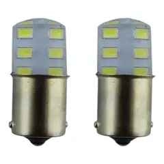 DEZZER - X2 Ampolleta De 12 LED Luz Blanca Fija 12V De Un Contacto