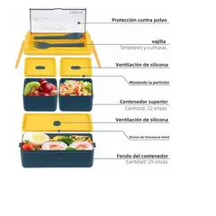 GENERICO - Lunch Box Lonchera 2 Niveles De Alimentos Con Bolsas + Taza