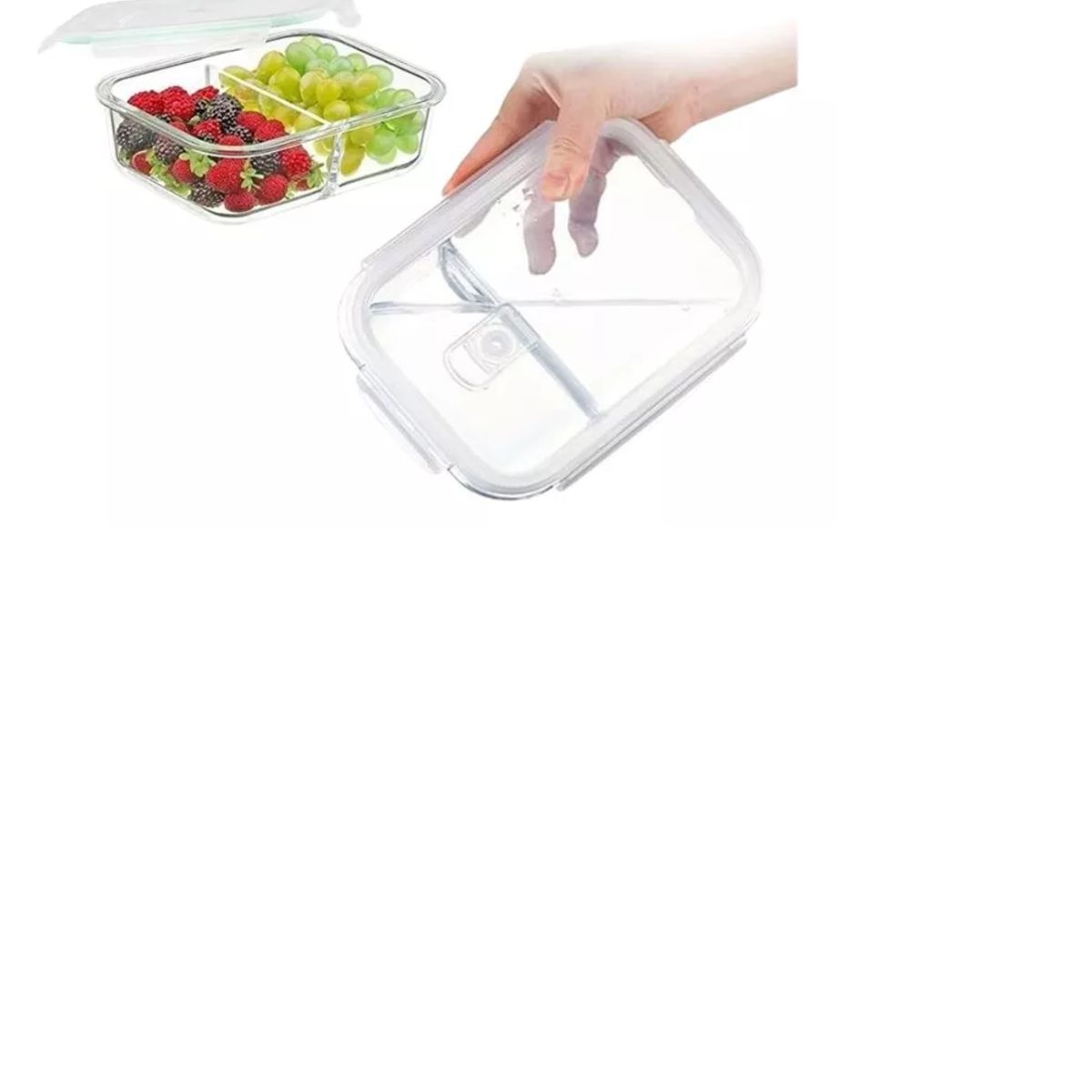 GENERICO - Taper Hermético Vidrio Comida 2 Divisiones