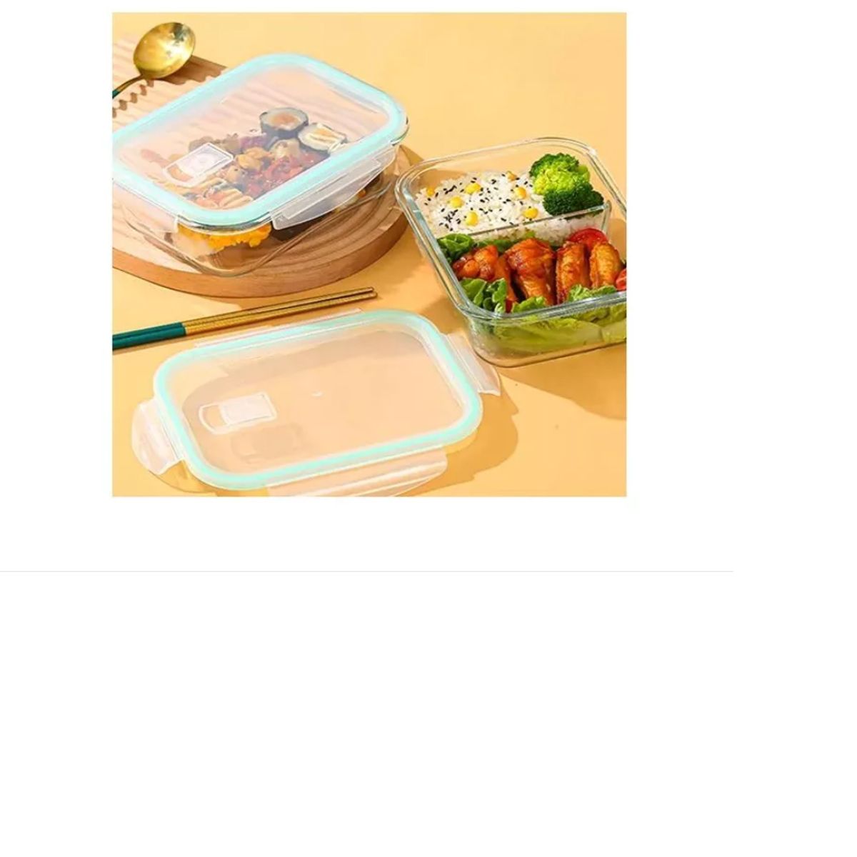 GENERICO - Taper Hermético Vidrio Comida 2 Divisiones