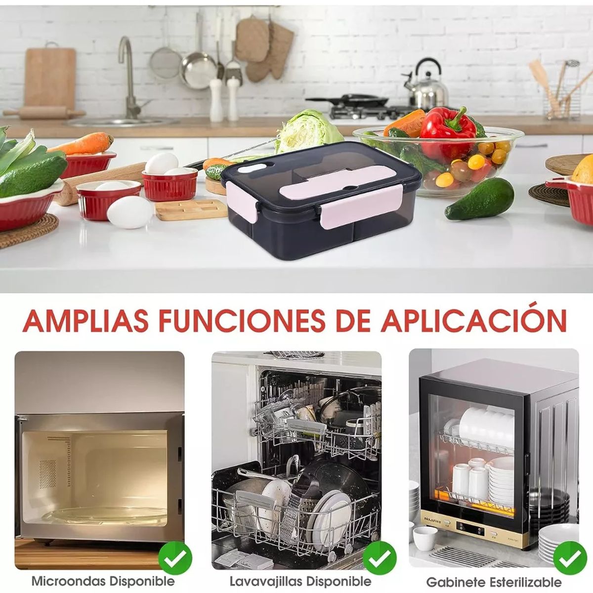 GENERICO - Fiambrera Portátil Térmico Lunch Box Gran Capacidad 1500ml