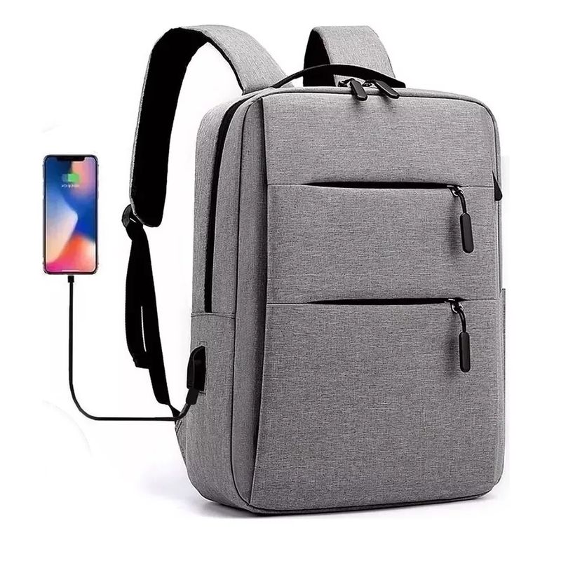 GENERICO - Mochila Para Notebook 15 Puerto De Carga Usb Doble Cierre