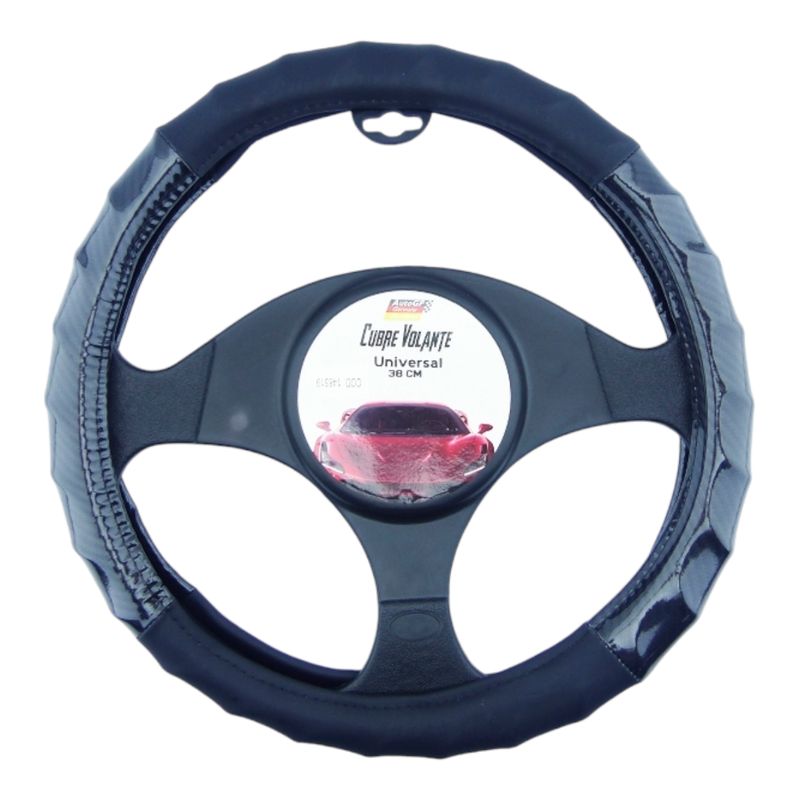GENERICO - Cubre Volante Carbon-Cuero Marca AUTOGP De 38 Centimetros