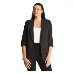 LORENZO DI PONTTI - Blazer Manga Larga Roll Up Negro