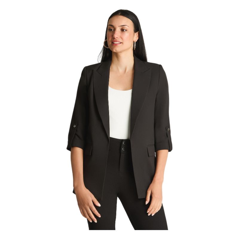 LORENZO DI PONTTI - Blazer Manga Larga Roll Up Negro.