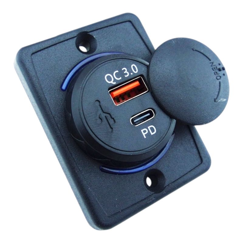 GENERICO - Cargador 1 USB Mas 1 PD A 2.1 Amp Instalar En El Auto / Luz