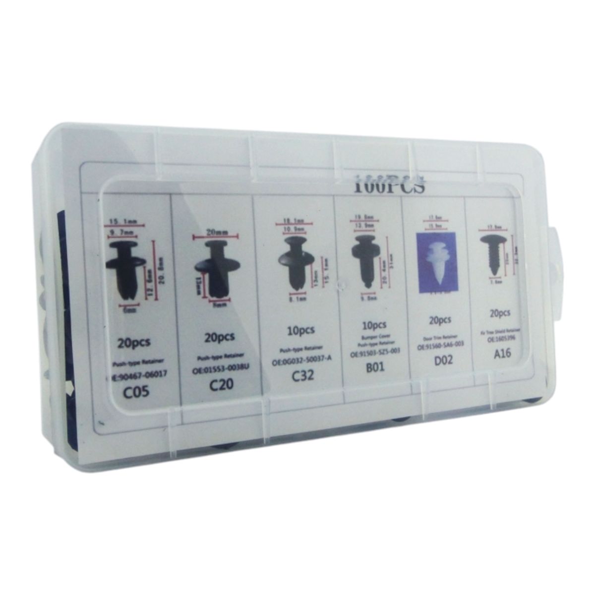 GENERICO - 2x Kit De Clips Retencion PVC Auto 100 Piezas + 1 Herramien