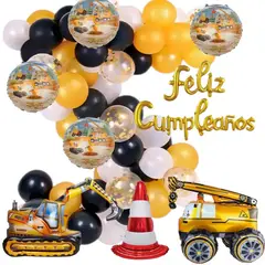 GENERICO - Kit Arco Decoración Globos para cumpleaños Contruccion