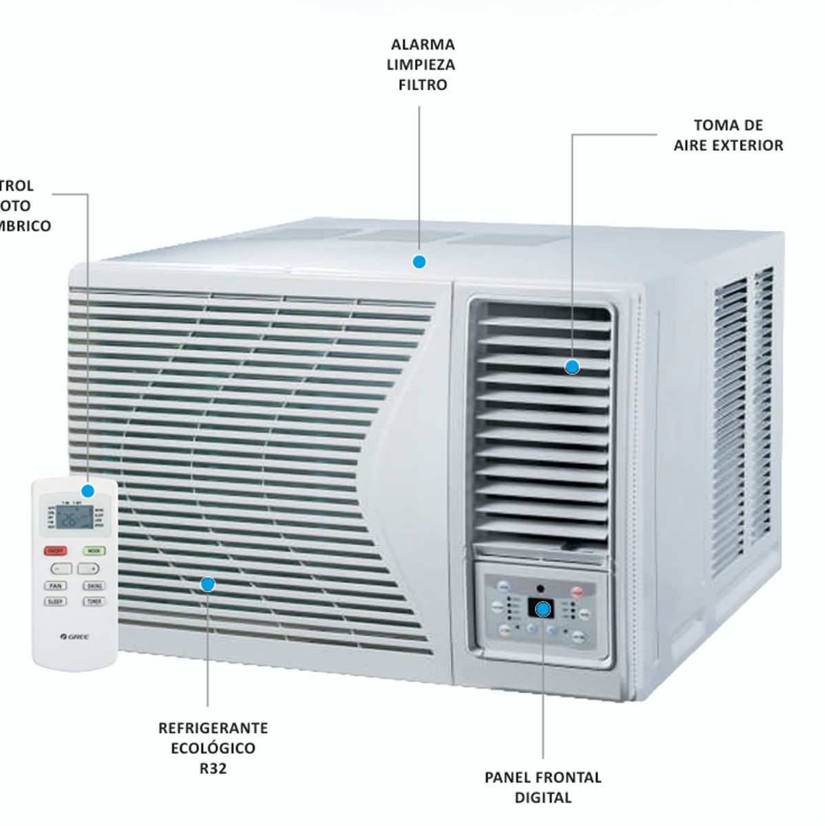 ANWO - AIRE ACONDICIONADO VENTANA ANWO 9.000 BTUH R32 FRIO / CALOR