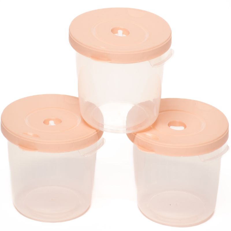 WAKESHOME - Set 3 Envases De Plastico Redondo Con Tapa Hermetica Pequeño 450ml