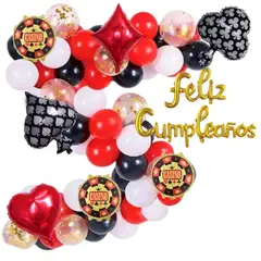 GENERICO - Kit Arco Decoración Globos para cumpleaños Casino