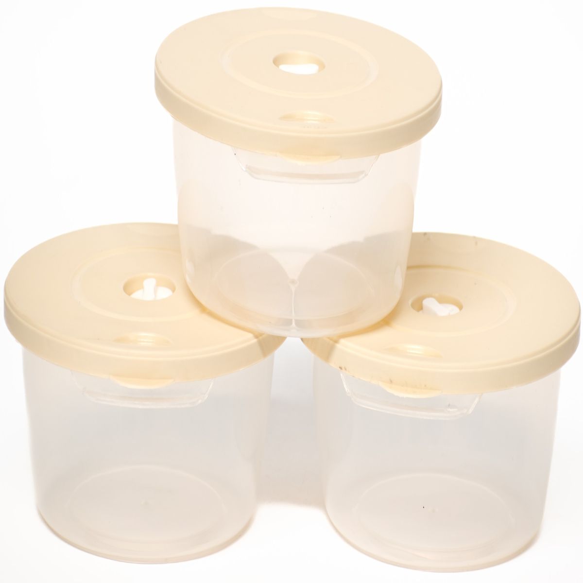 WAKESHOME - Set 3 Envases De Plastico Redondo Con Tapa Hermetica Mediano 1000ml