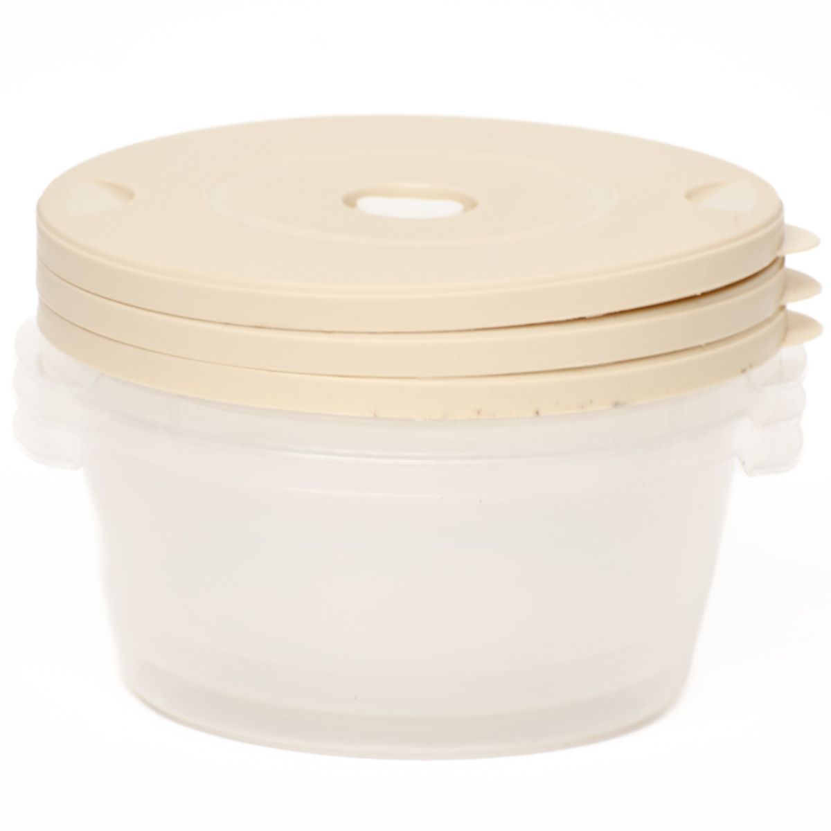 WAKESHOME - Set 3 Envases De Plastico Redondo Con Tapa Hermetica Mediano 1000ml