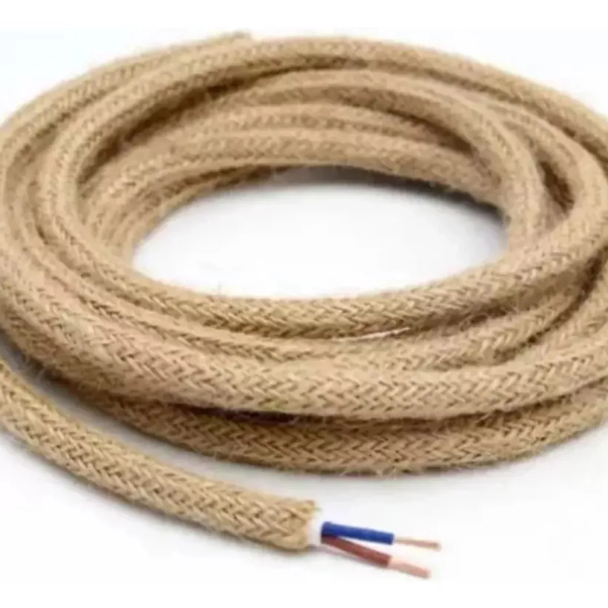 MUNDO MAGIA - 10 M Cable Electrico Yute Bipolar Textil Decorativo Rustico