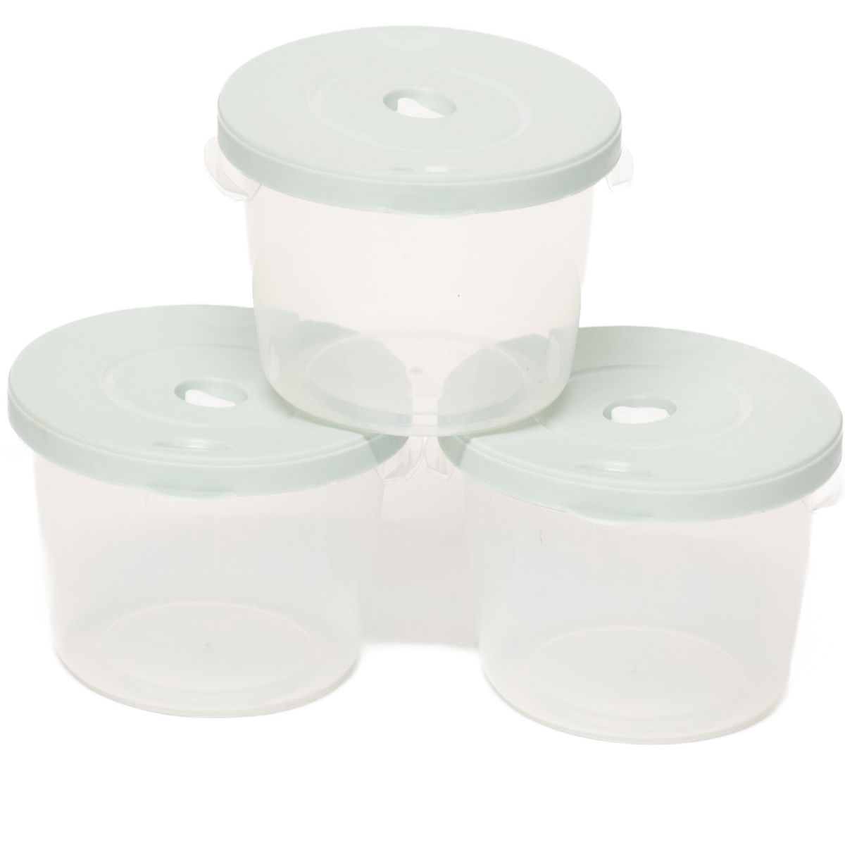 WAKESHOME - Set 3 Envases De Plastico Redondo Con Tapa Hermetica Pequeño 450ml