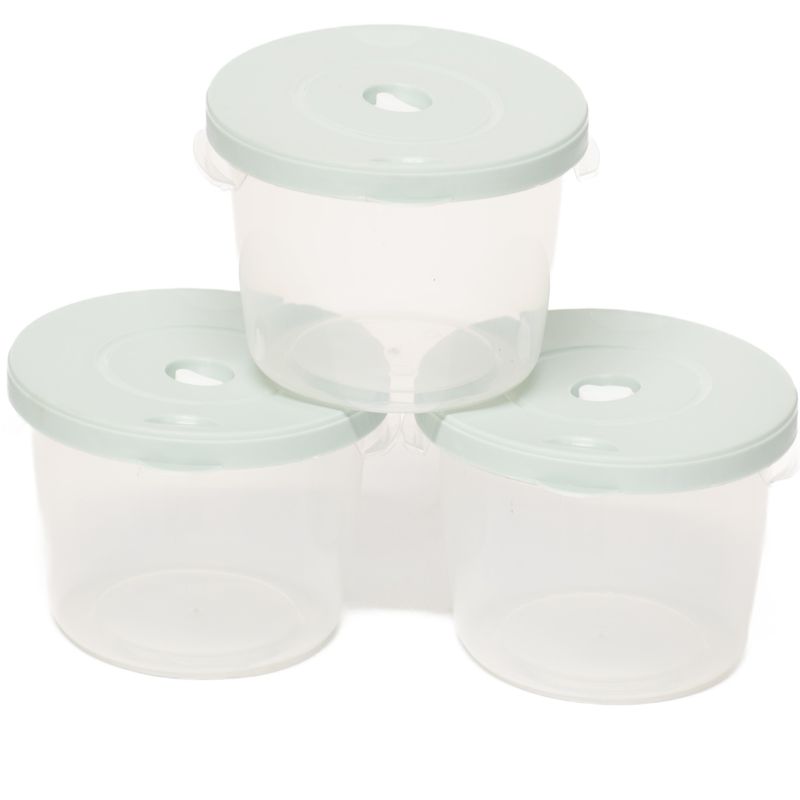 WAKESHOME - Set 3 Envases De Plastico Redondo Con Tapa Hermetica Pequeño 450ml