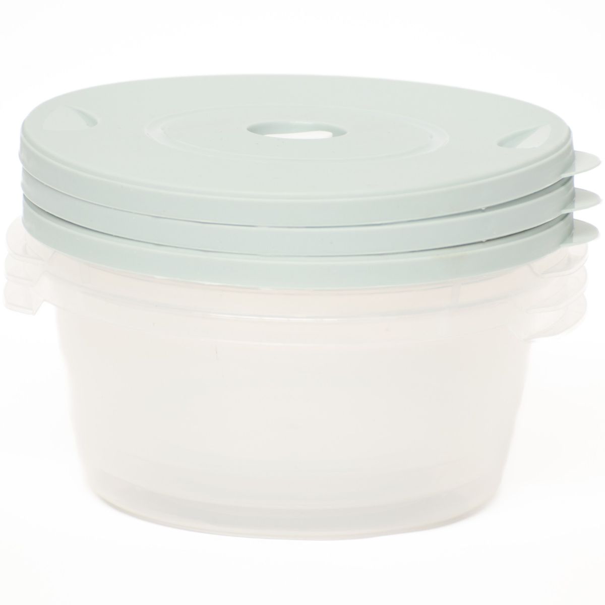WAKESHOME - Set 3 Envases De Plastico Redondo Con Tapa Hermetica Pequeño 450ml
