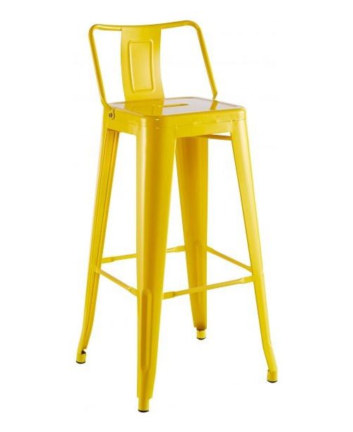 Pack 4 Pisos Taburetes Tolix, 77 Cm Respaldo Bajo- Amarillo Amarillo
