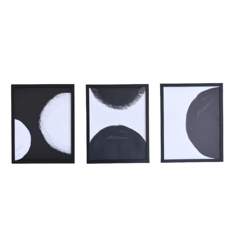 DECO EXPRESS - Set 3 Cuadros decorativos abstracto Negro