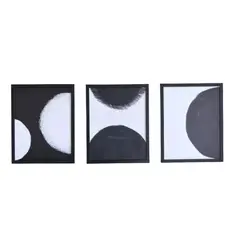 DECO EXPRESS - Set 3 Cuadros decorativos abstracto Negro