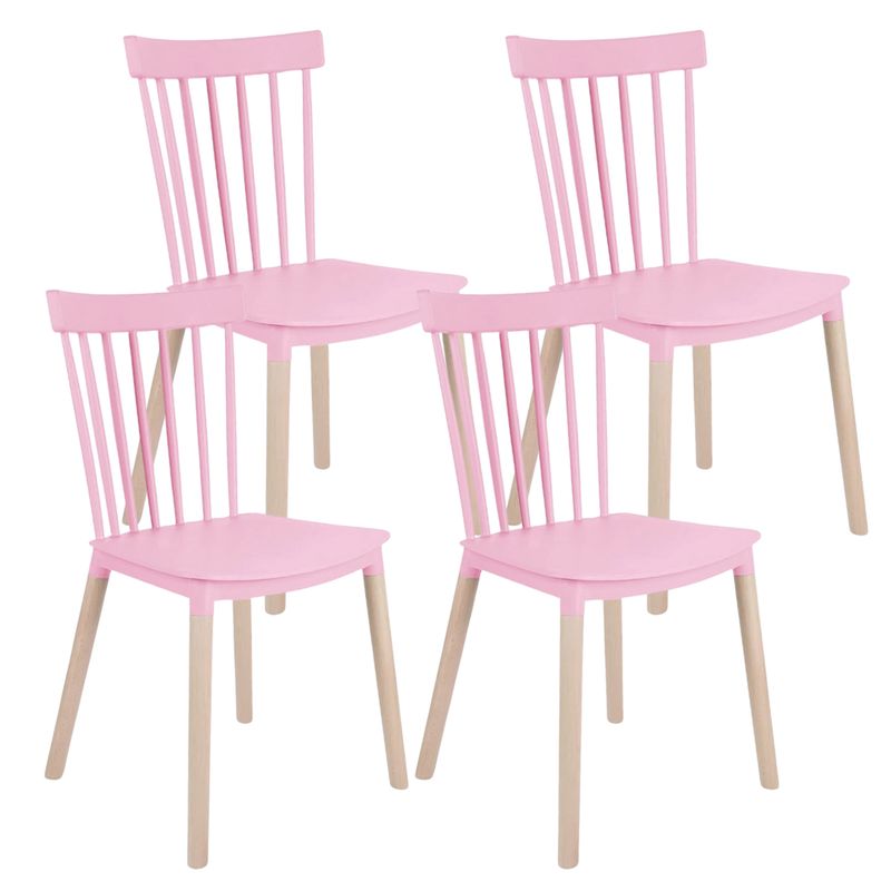 PANDALINO - Pack 4 Silla Windsor Rosada - Moderna & Resistente