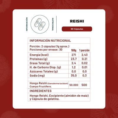 Imagen 2 del producto Reishi Hongo 500 Mg - 60 Capsulas Karun Life
