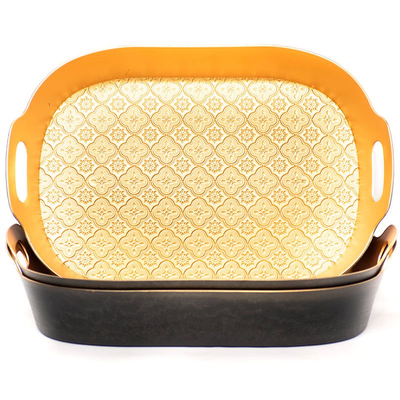 WAKESHOME - Set 3 Bandeja Brillante Ovalada Para Desayuno De Plastico