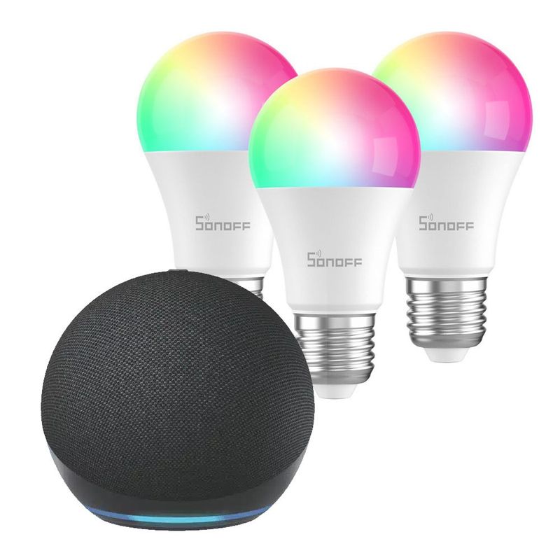 AMAZON - Kit Amazon Echo Dot 5 + Ampolletas Wifi RGB Sonoff
