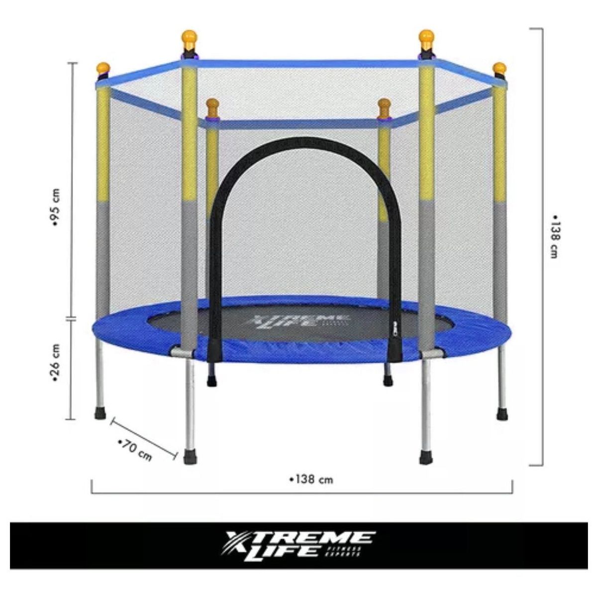 U BUY - Cama Elastica Pequeña 1.4 Metros 46 Pies Azul Con Malla