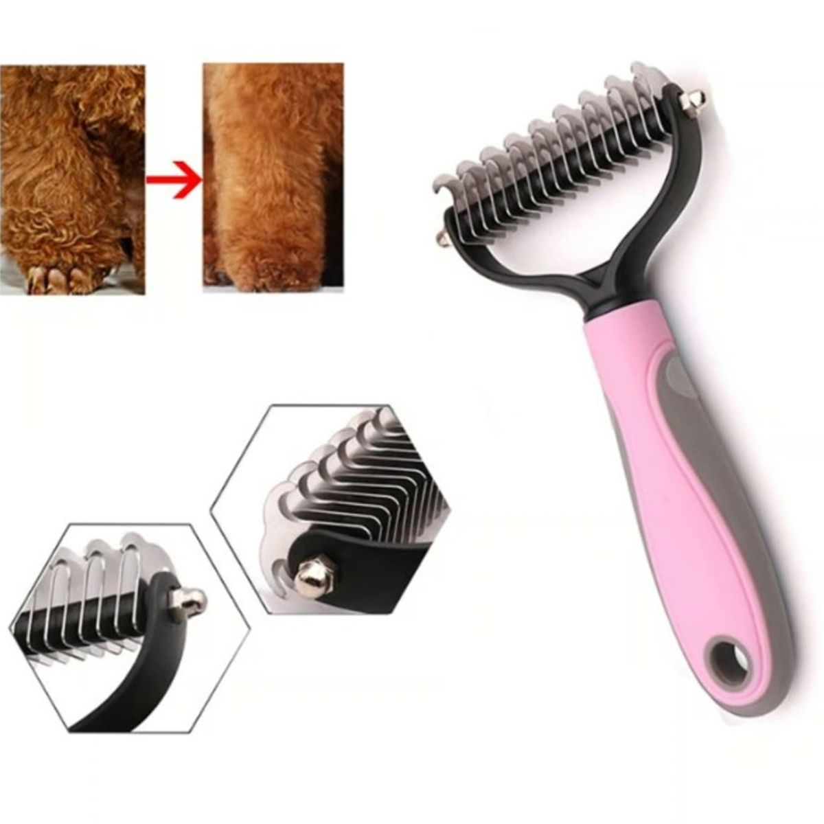 GENERICO - Cepillo Elimina Nudos Y Pelo Muerto Deslanador Razas Grandes