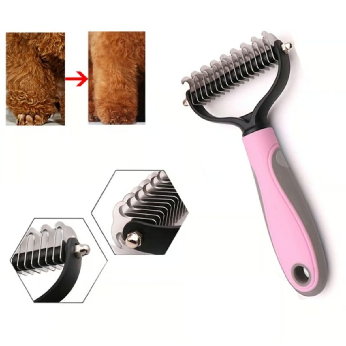 GENERICO - Cepillo Elimina Nudos Y Pelo Muerto Deslanador Razas Grandes