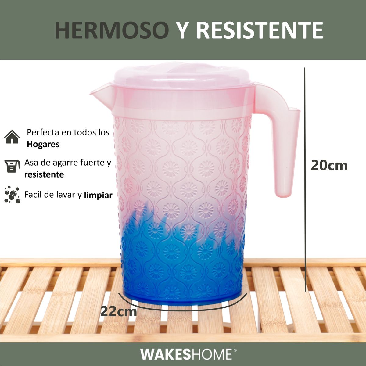 WAKESHOME - Jarra De Jugo Con Tapa E 1,7 lt Jarra De Plastico