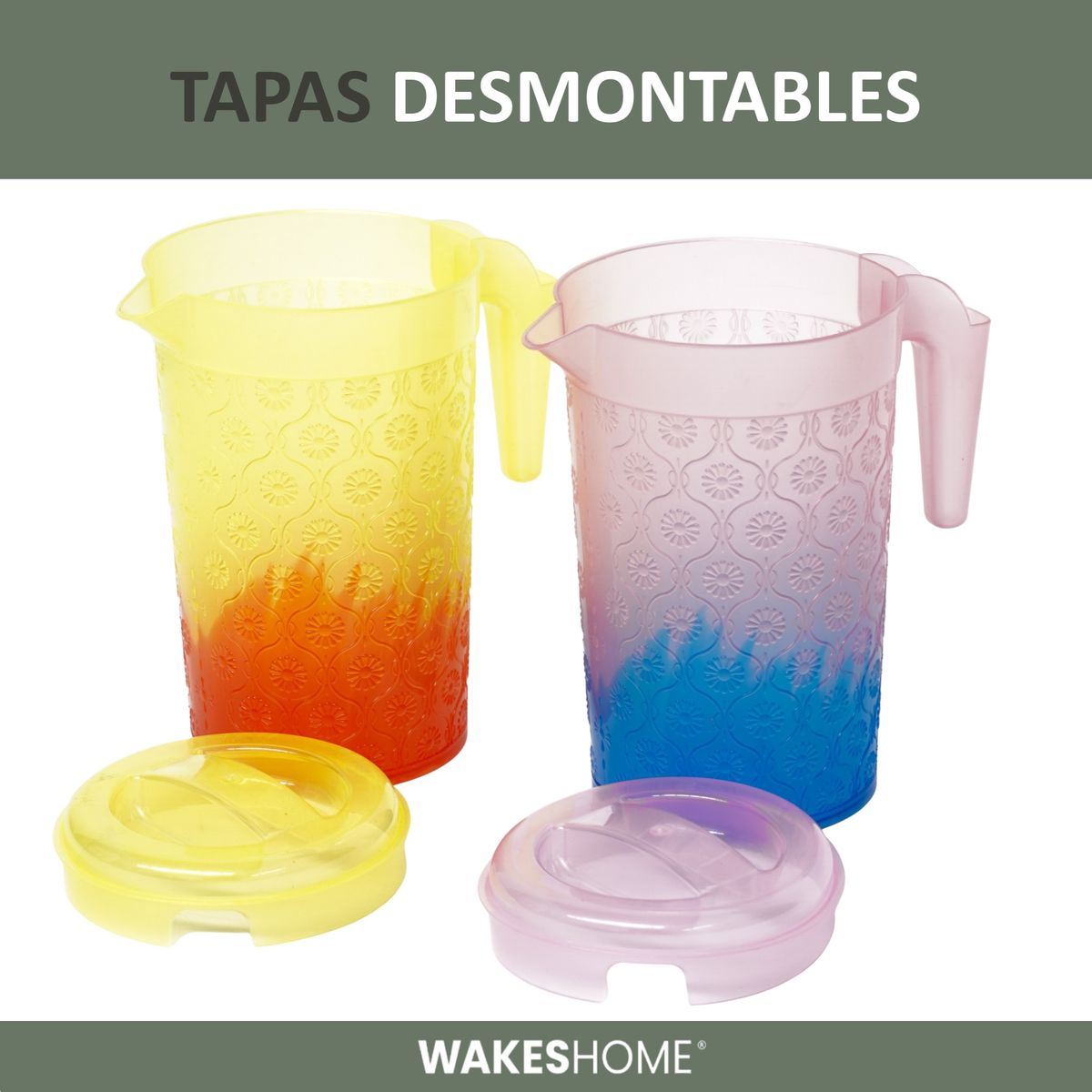 WAKESHOME - Jarra De Jugo Con Tapa E 1,7 lt Jarra De Plastico