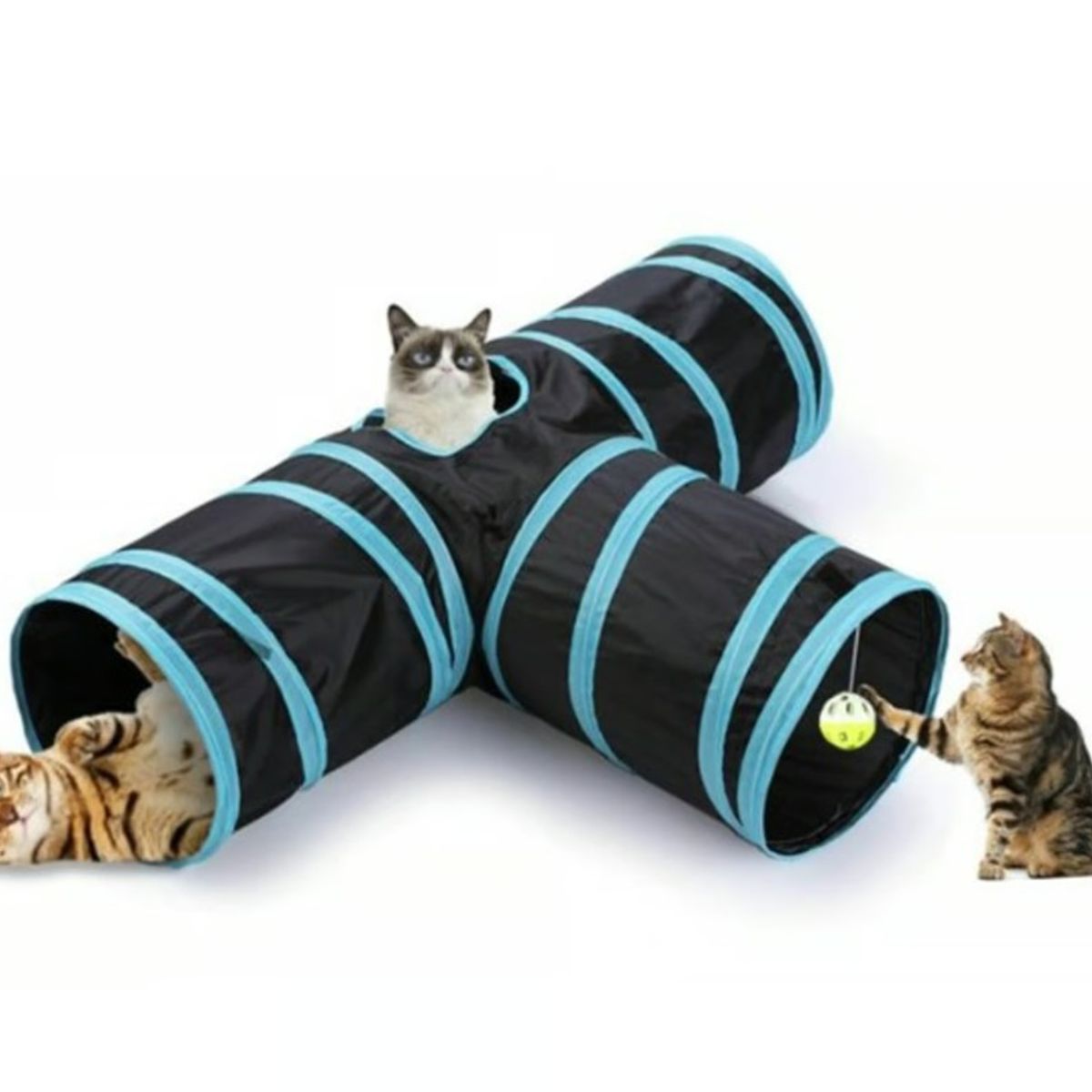 GENERICO - Tunel Gato Plegable Guarida Juguete Interactivo Azul