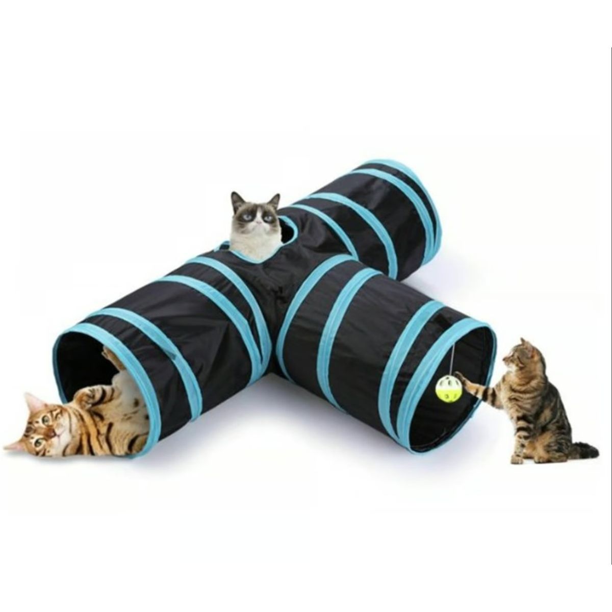 GENERICO - Tunel Gato Plegable Guarida Juguete Interactivo Azul