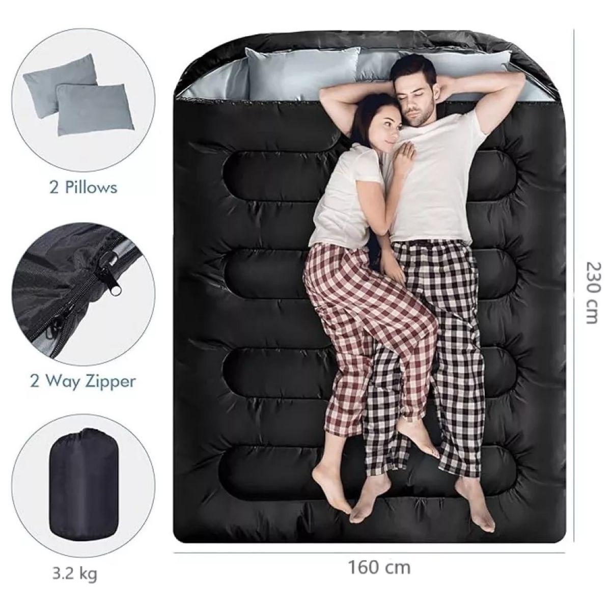 MUNDO MAGIA - Saco De Dormir Dos Plazas Doble 5° - 15° 3200g