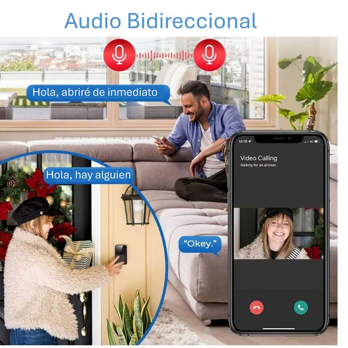 VIPA - Timbre con Camara Wifi Intercomunicación Bidireccional Inteligente