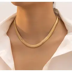 GENERICO - Collar Cadena Serpiente Acero Inoxidable Chapado en Oro 18K
